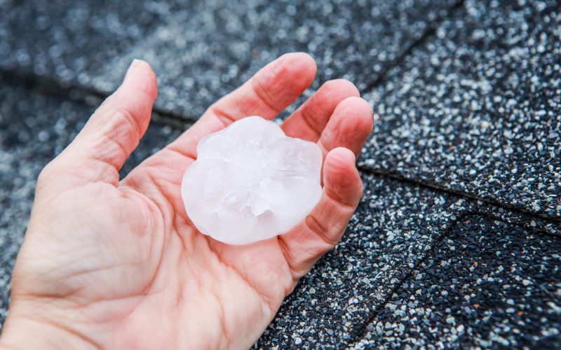 Hail in a hand after hailstorm