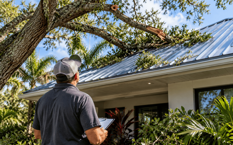 Tree damage on roof